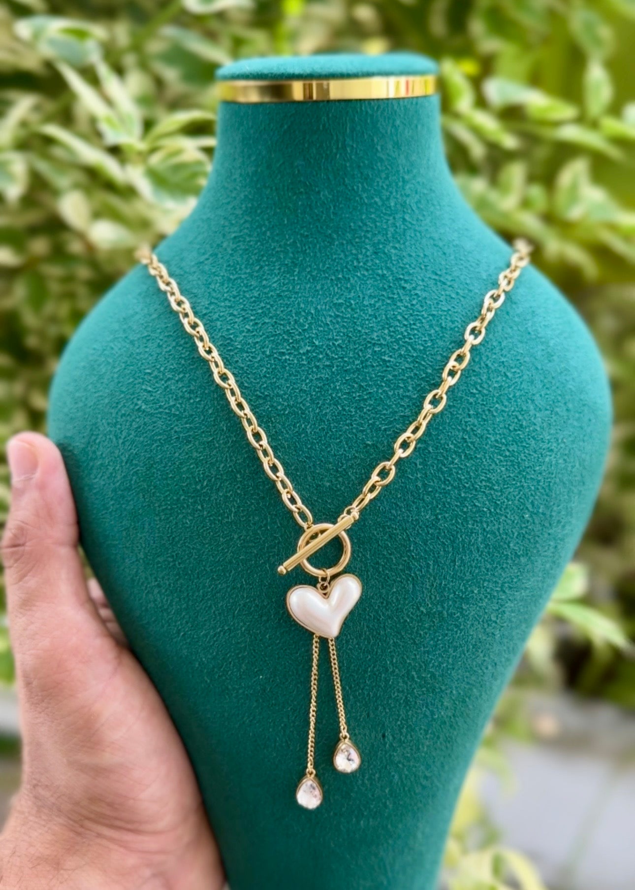 Pearl Heart Toggle Necklace 🤍✨