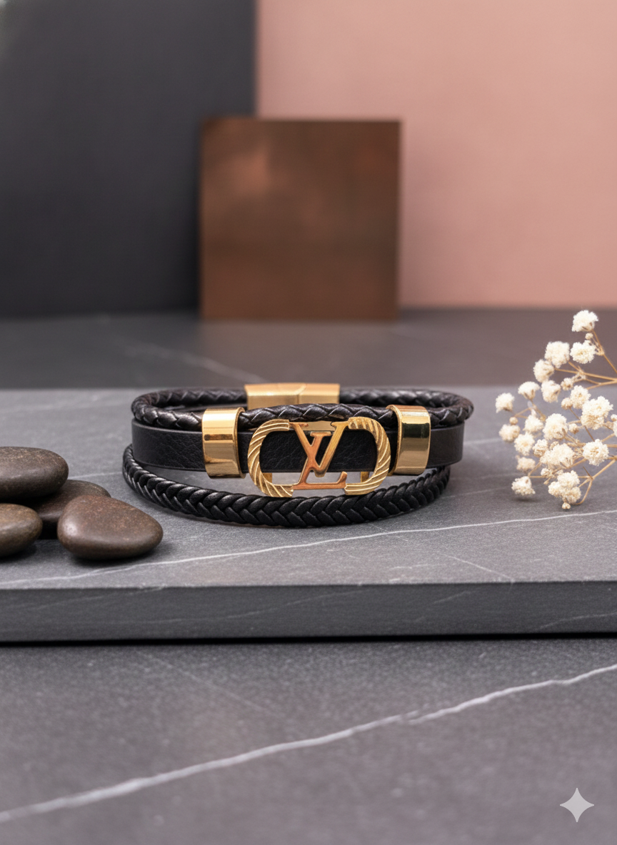 Aurelius Monogram Leather Wristbands