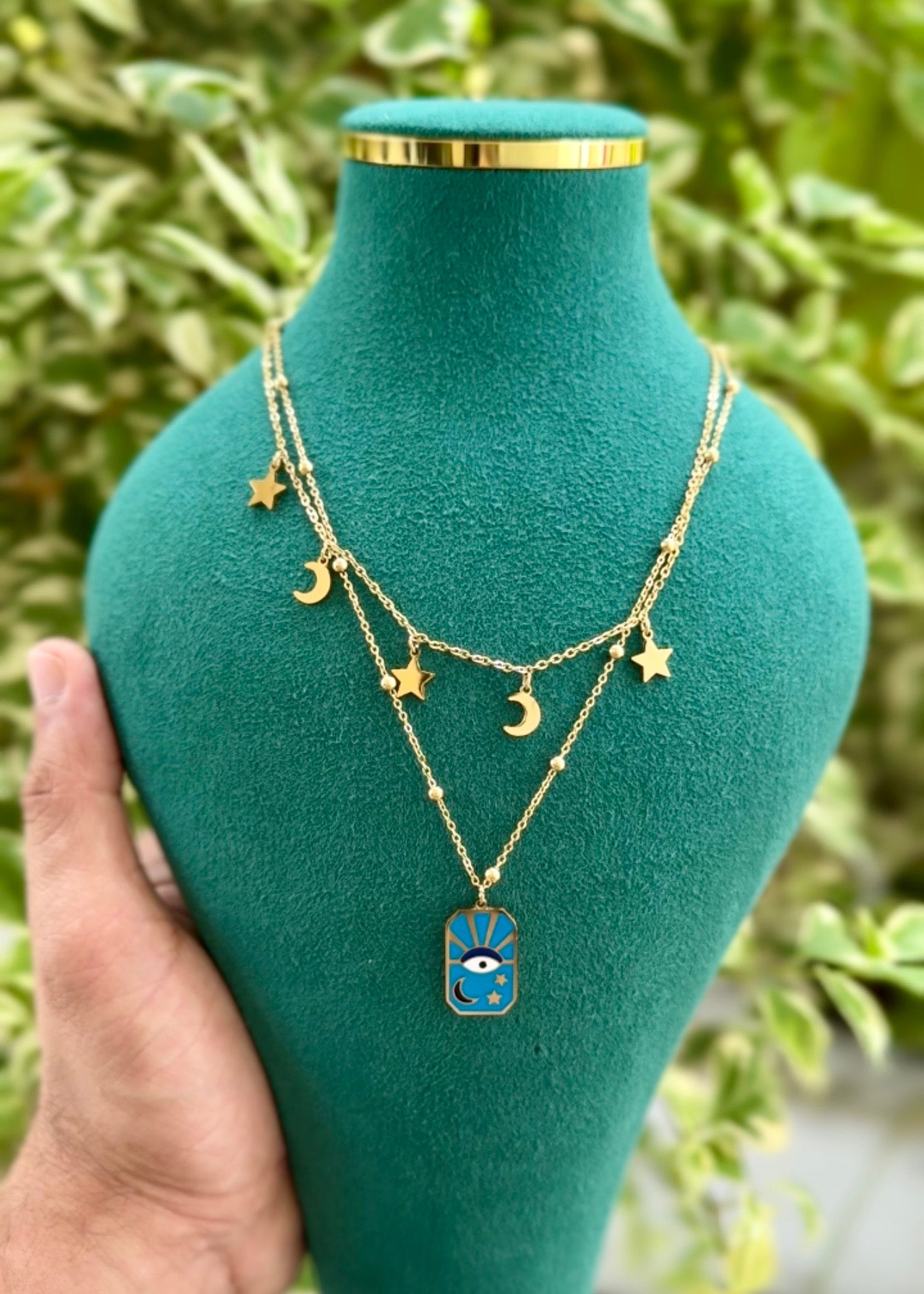 Celestial Evil Eye Layered Necklace 🌙🧿✨