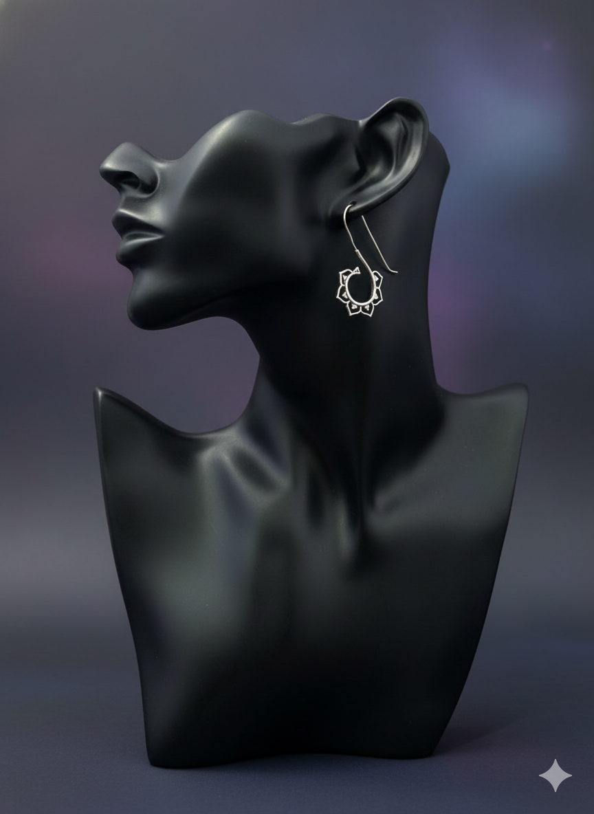 Silver Lotus Halo Hoops Earrings