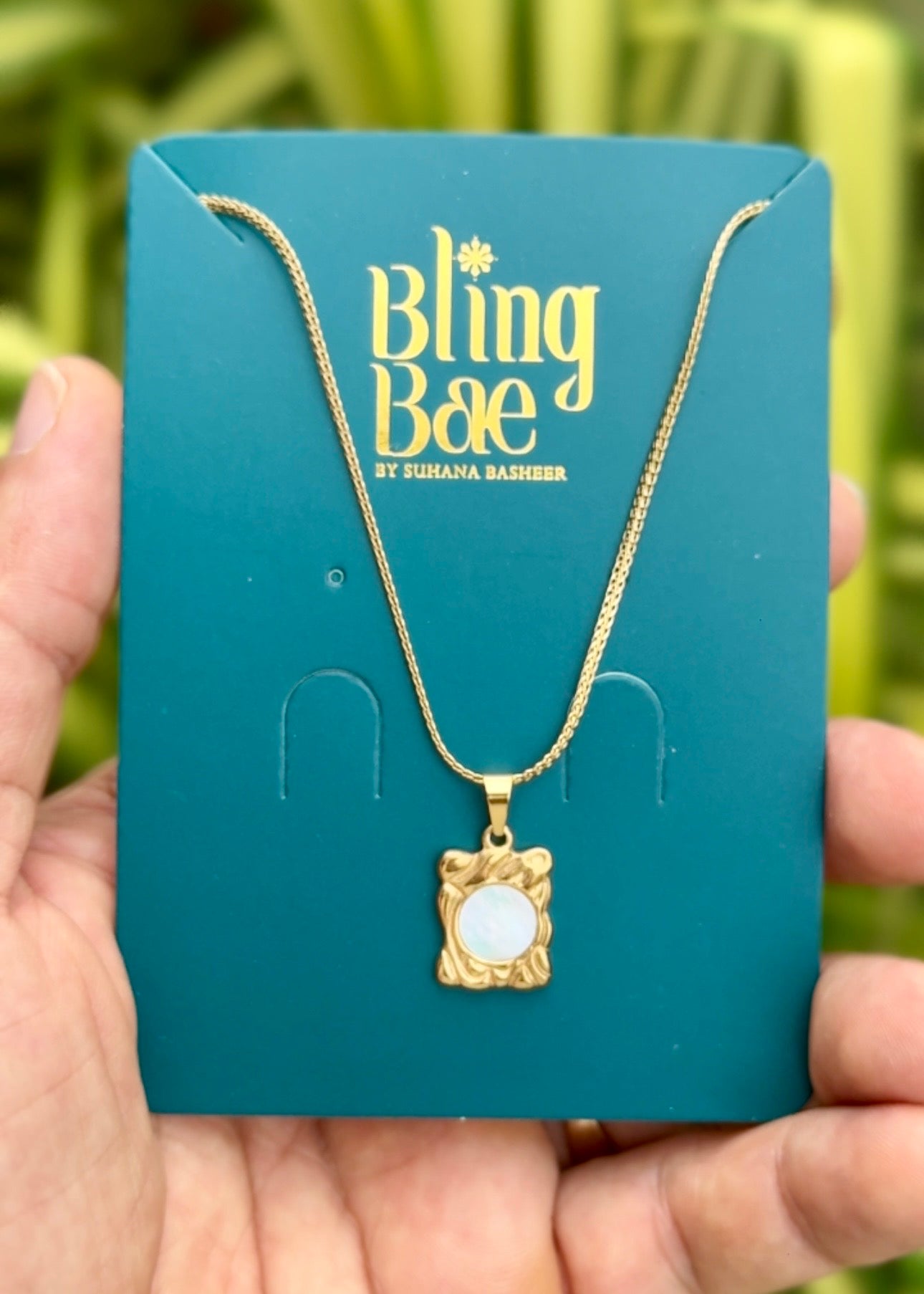 Royal Pearl Frame Necklace ✨ (316L Grade)