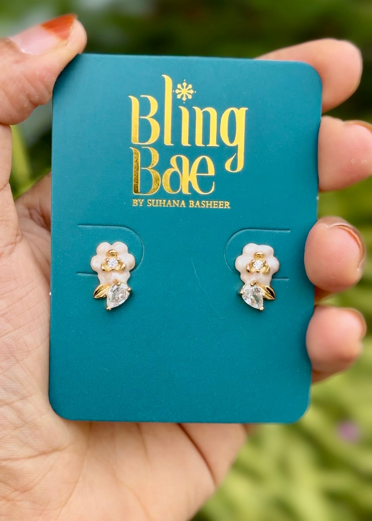 Daisy Crystal Drop Stud Earrings