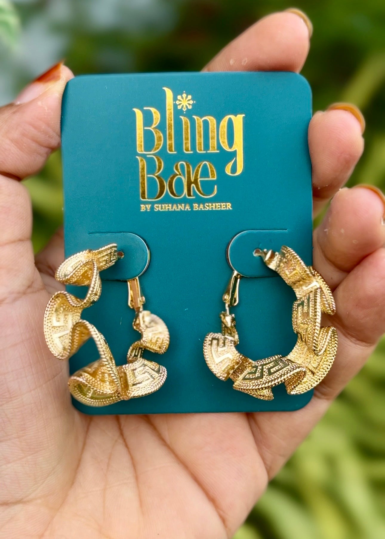 Royal Textured Link Hoop Earrings