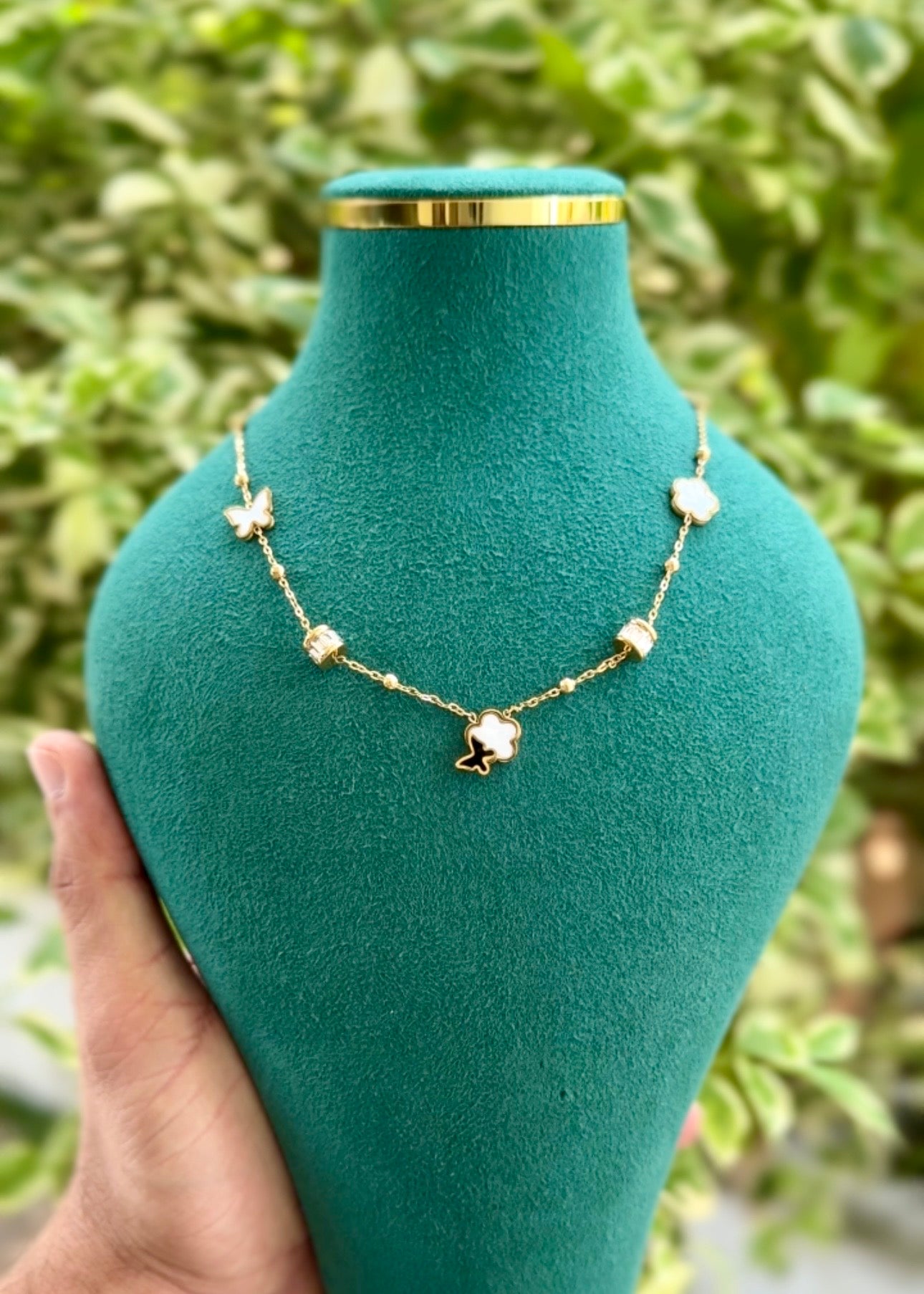 Butterfly Clover Charm Necklace 🦋✨