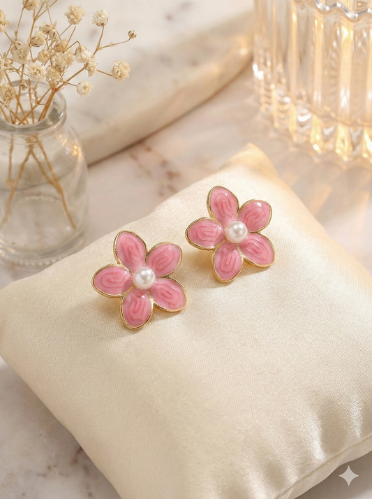 Blush Petal Pearl Earrings