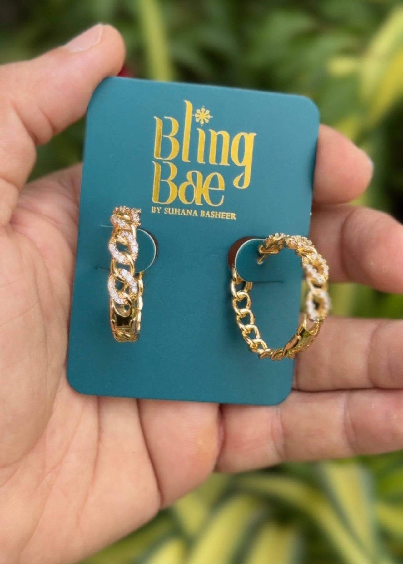 Crystal Link Luxe Hoops Earrings