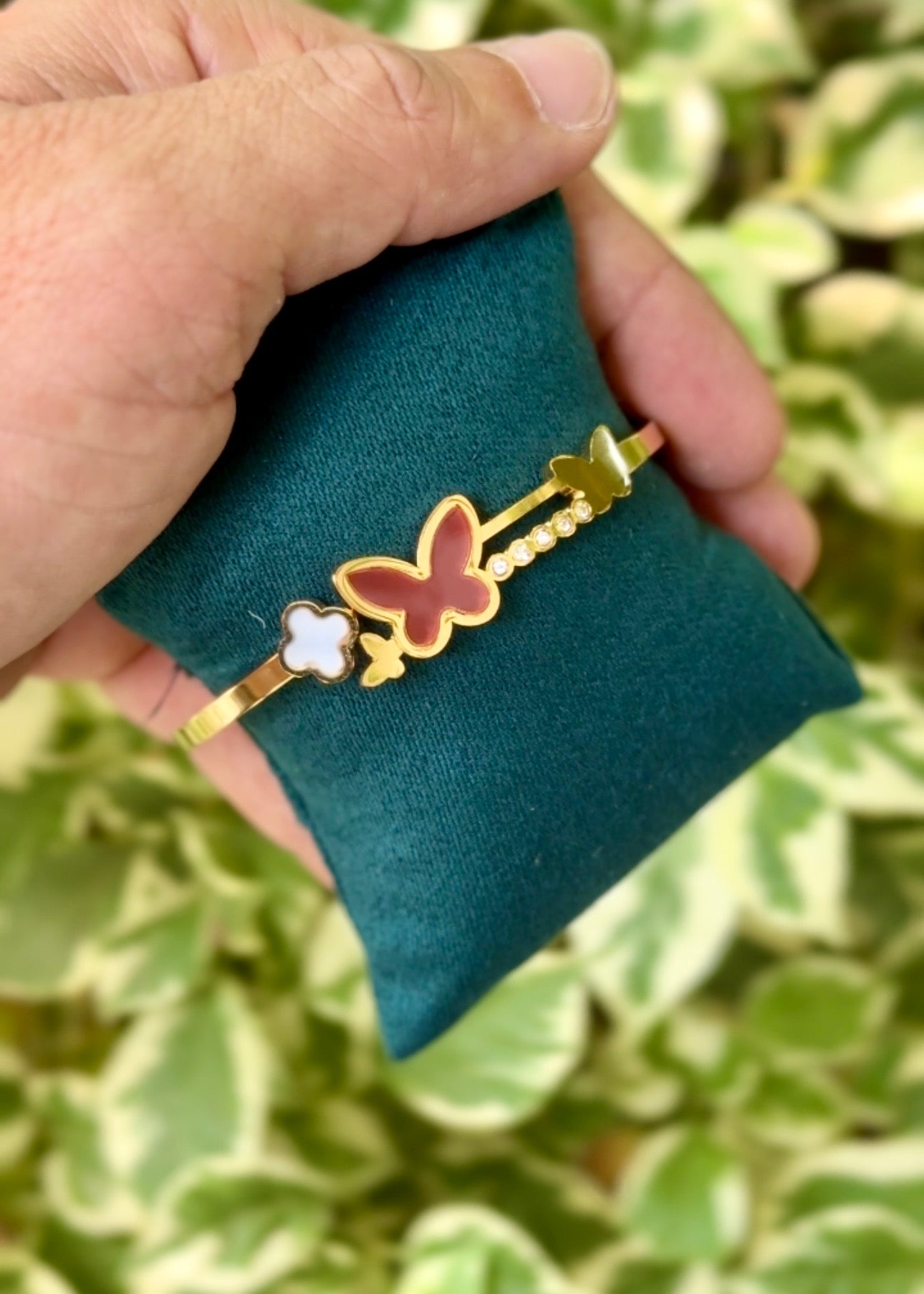 Butterfly Charm Crystal Cuff Bangle 🦋✨