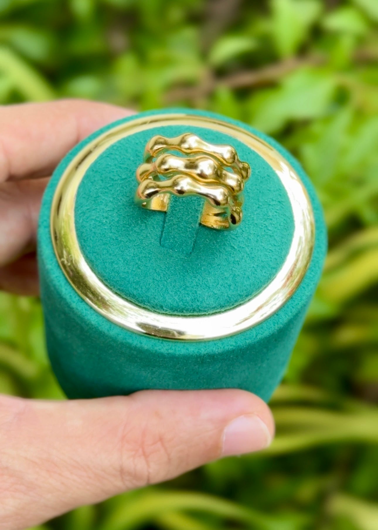 Golden Ripple Wave Rings (Adjustable)