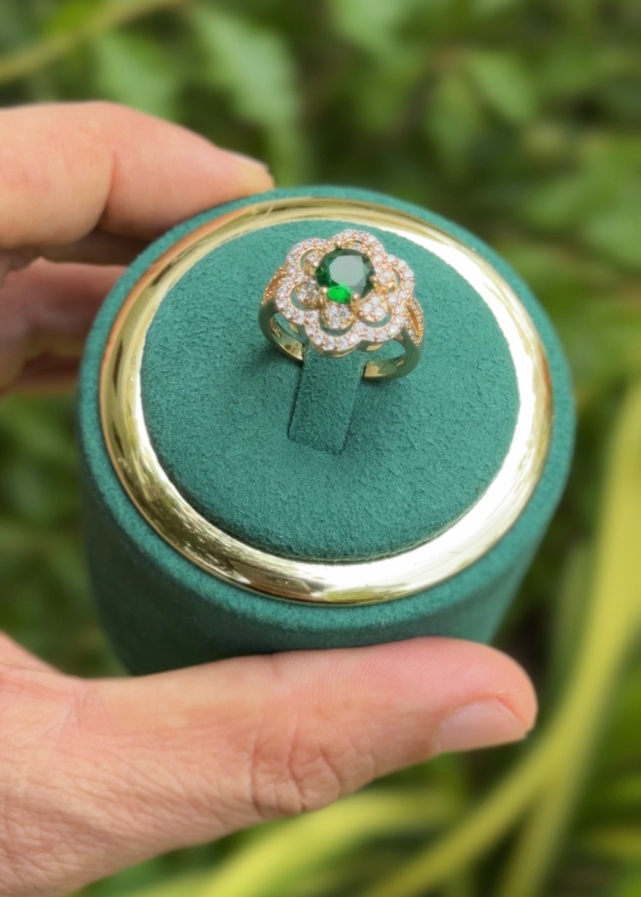 Emerald Bloom Royale Rings (Adjustable)