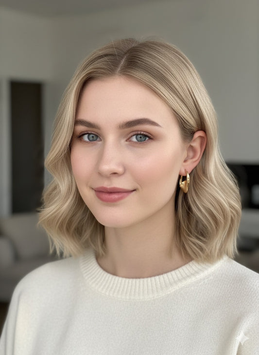 Wavy Gold Huggie Hoops