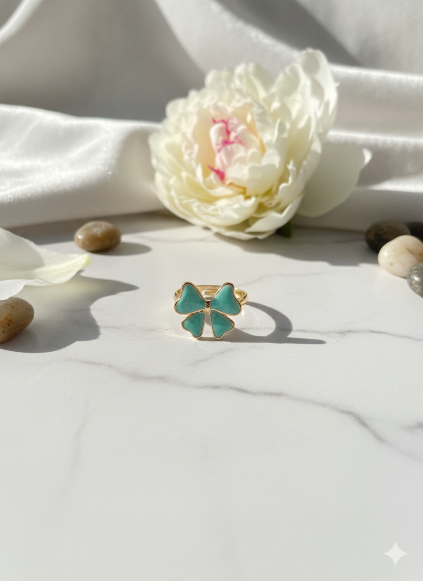 Bow Rings Seaform Green (Adjustable)