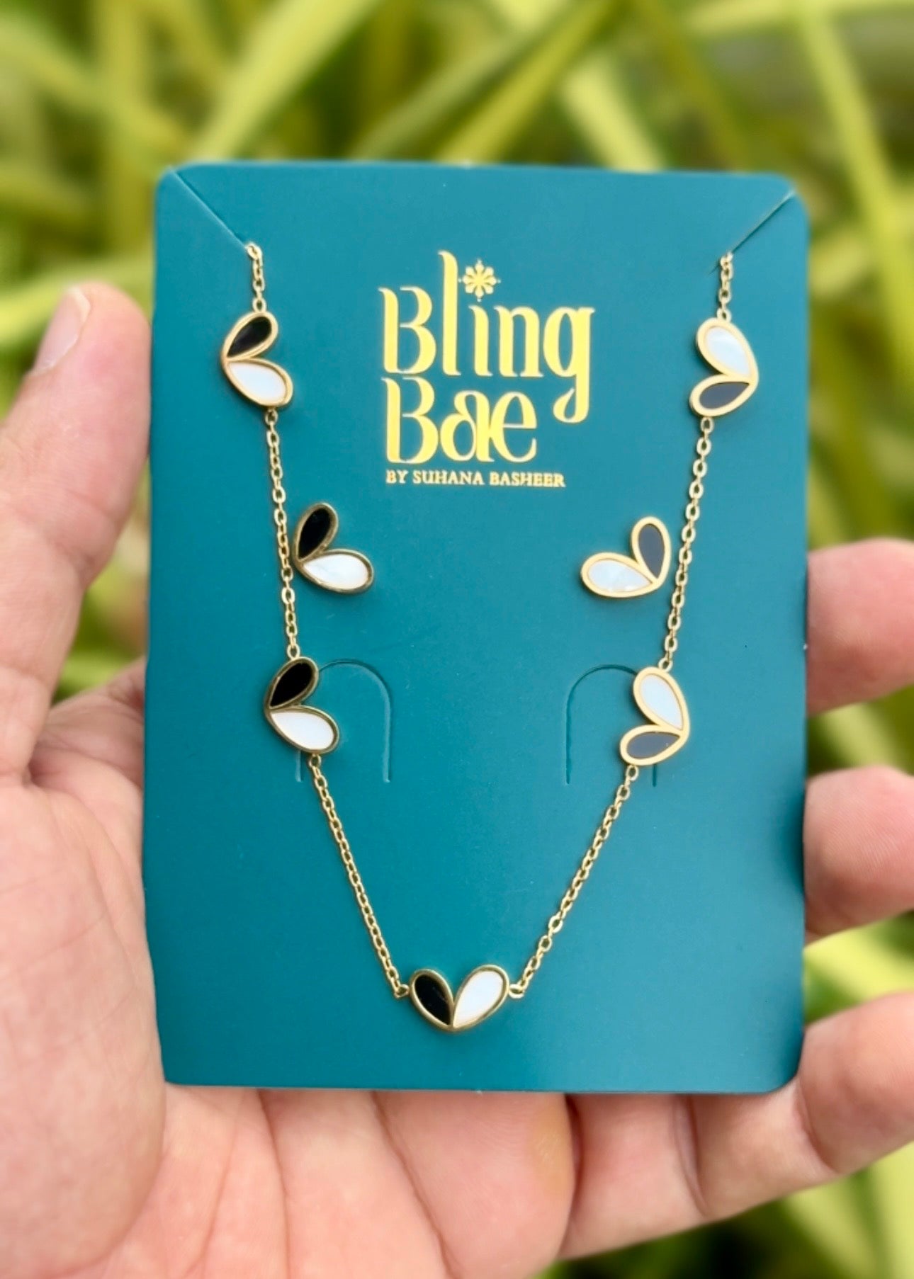 Midnight Petal Duo Necklace & Earrings Set ✨