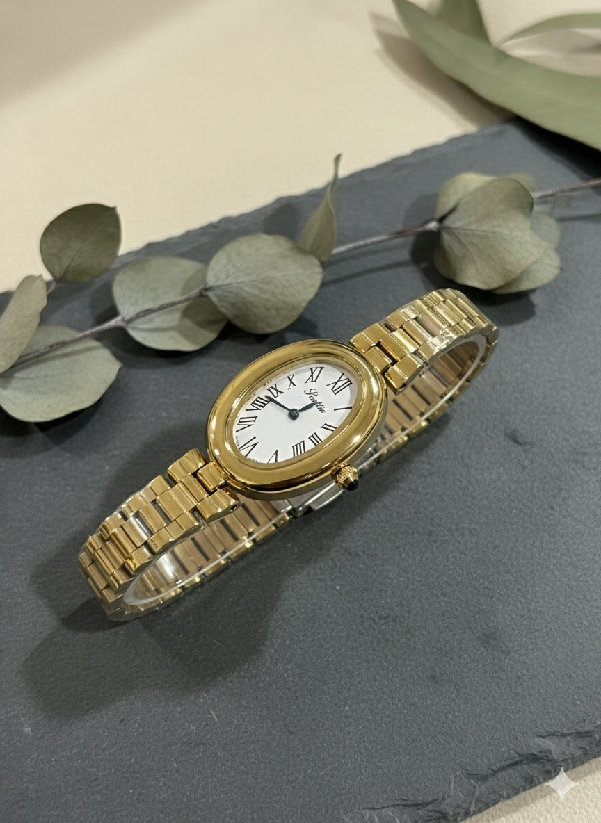 Scottie Luxury Classic Oval Gold Bracelet Watch (18k Gold Plated)