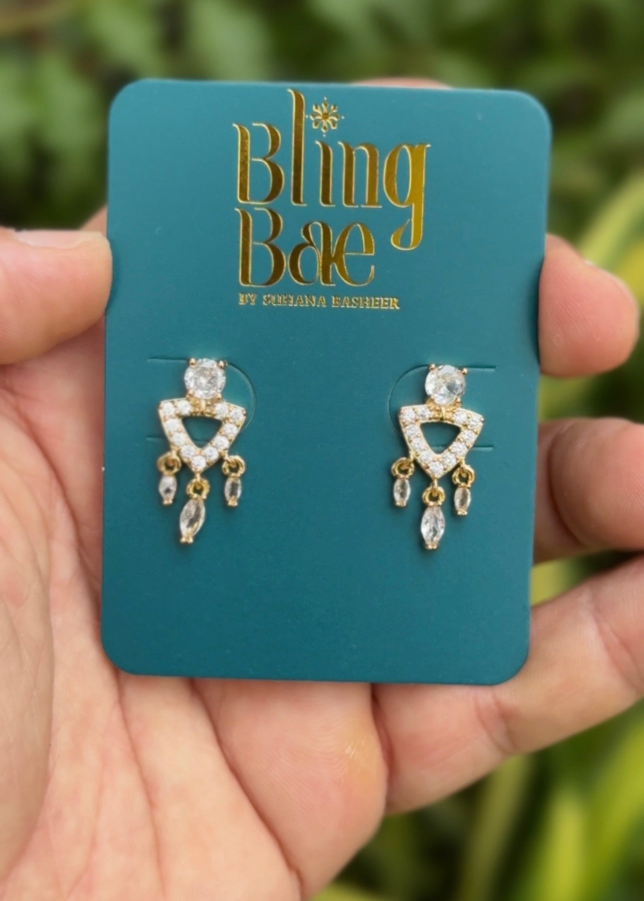 Crystal Charm Triangle Drops Earrings