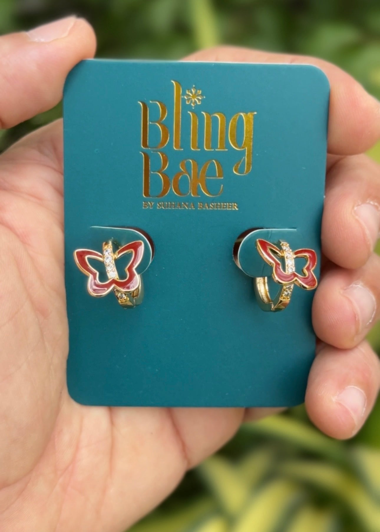 Ruby Flutter Hoop Charms Earrings