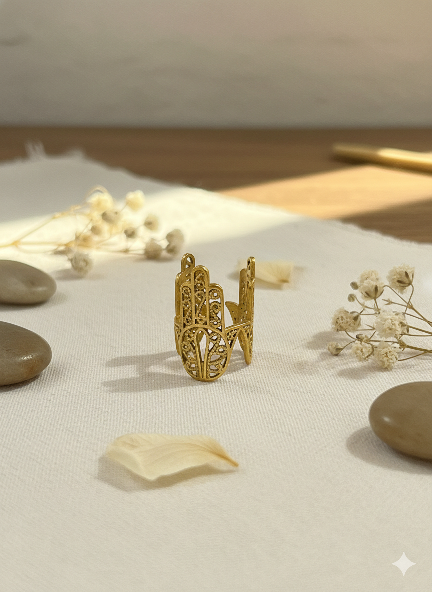 Golden Hamsa Grace Rings (Adjustable)