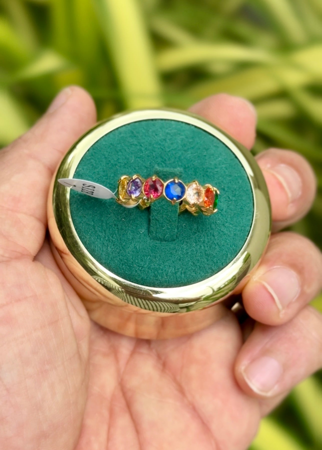 Rainbow Aura Gem Ring πβ¨ (316L Grade)