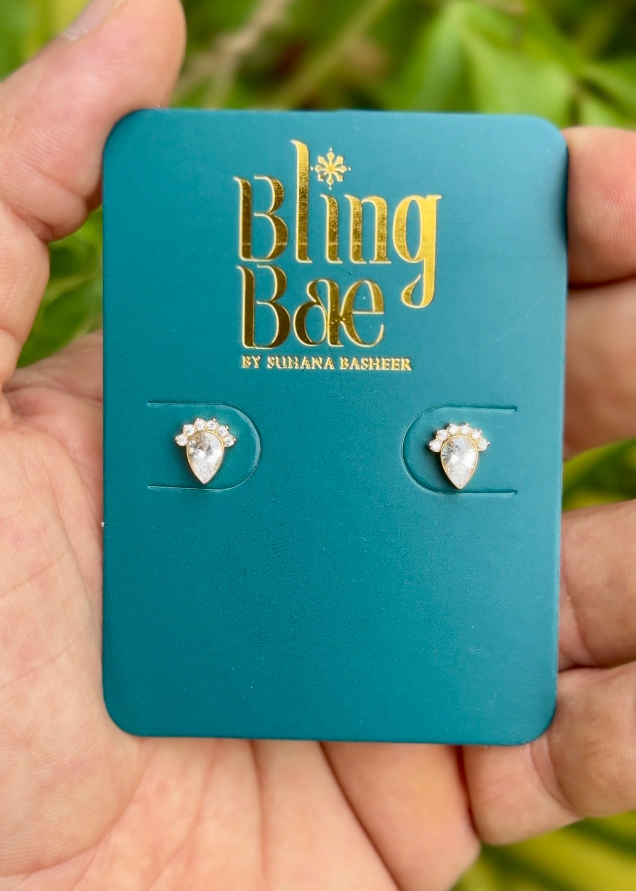 Crystal Bloom Teardrop Studs ✨ (316L Grade)
