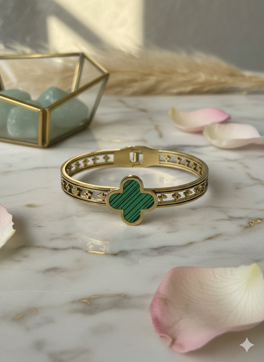 Clover Charm Cuff Bangle