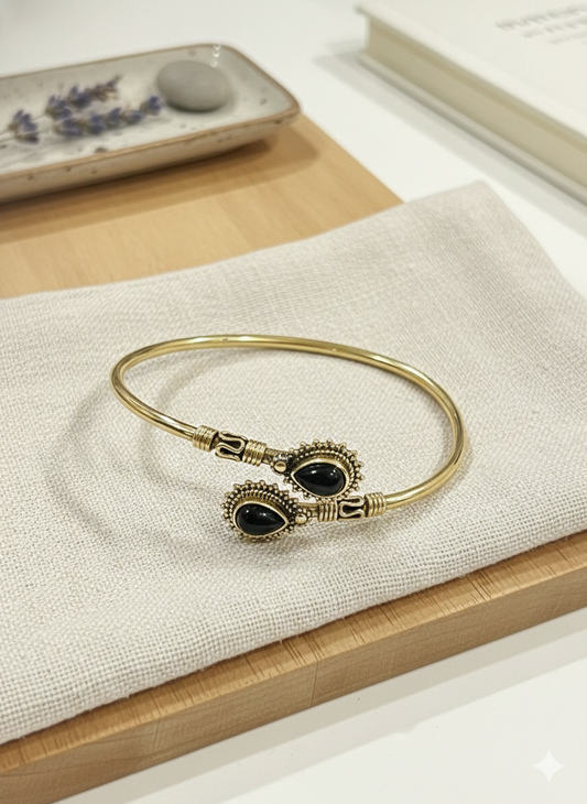 Midnight Bloom Open Cuff Bangles (Adjustable)