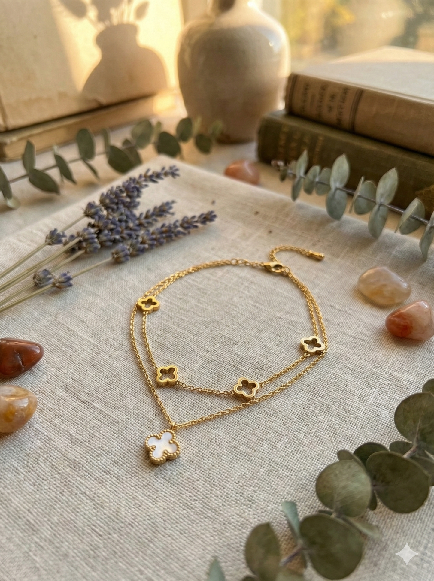 Lucky Clover Layered Anklet/Bracelet (Single Piece)