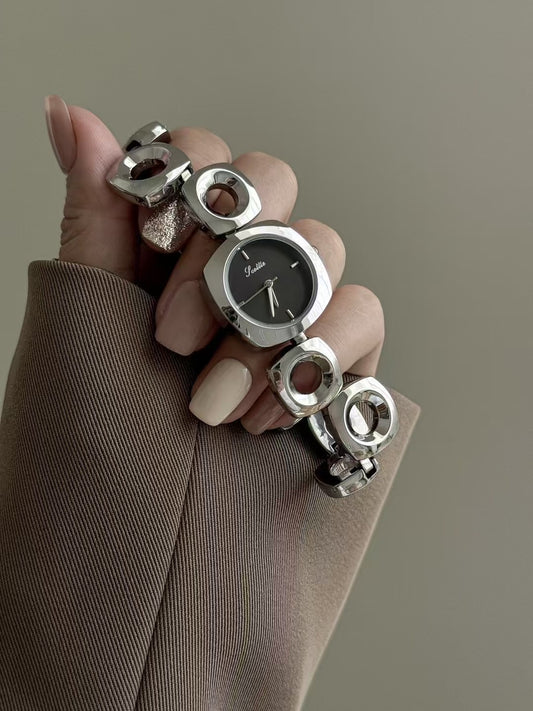 Scottie Geometric Chain Luxury Silver Bracelet Watch