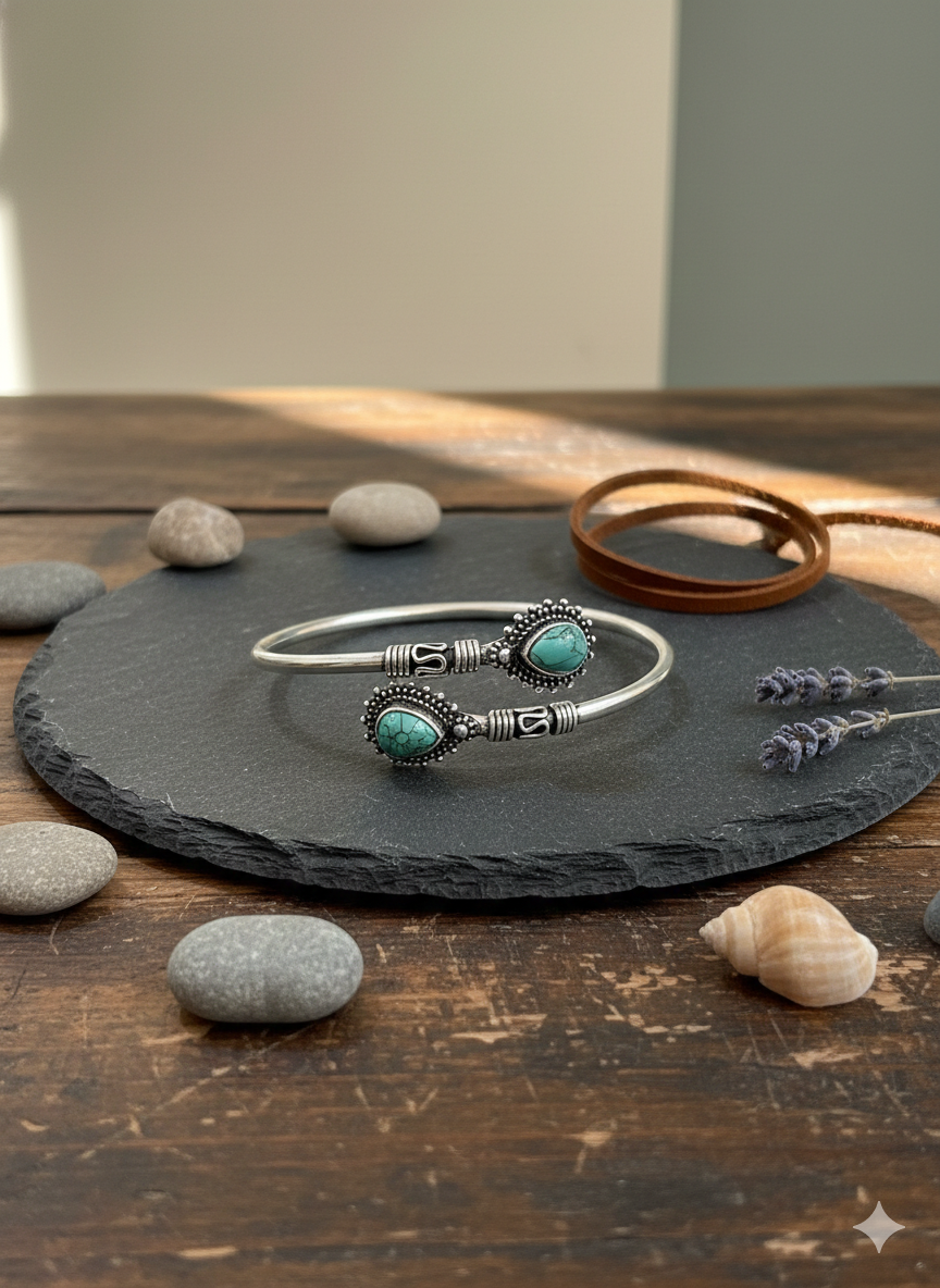 Ocean Whisper Open Cuff Bangles (Adjustable)