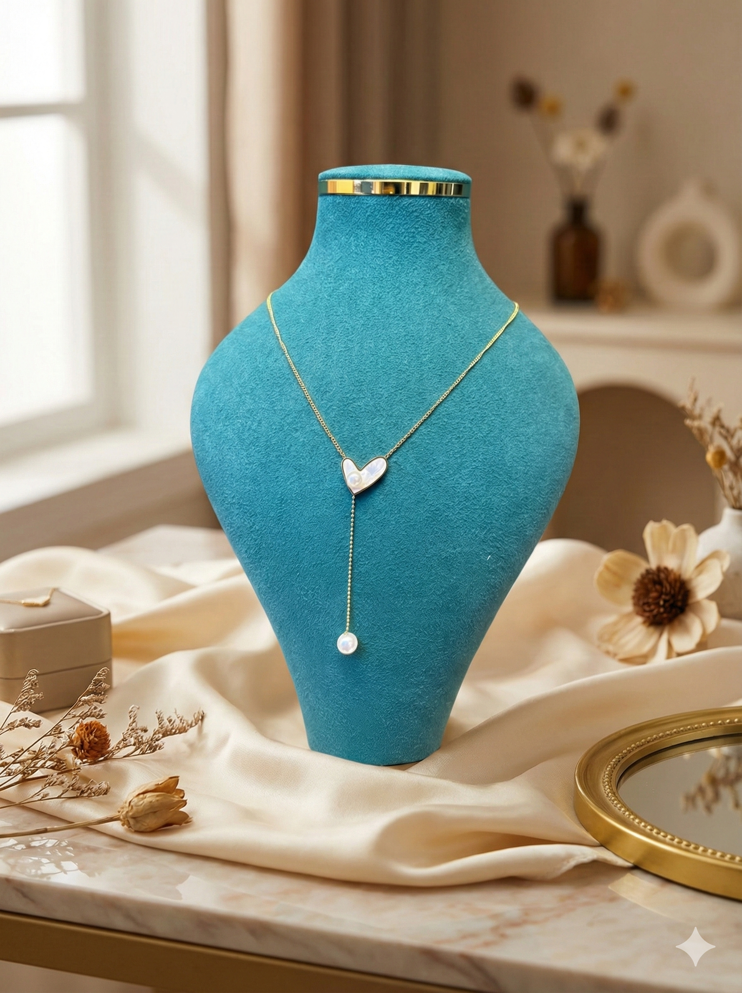 Pearl Drop Heart Necklace