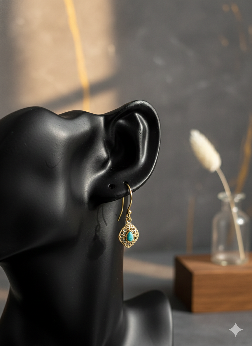 Turquoise Vintage Filigree Drops Earrings