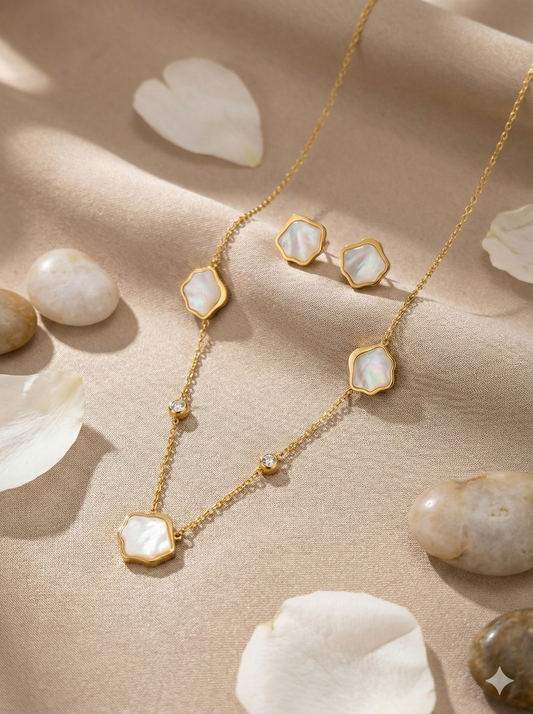 Golden Cloud Necklace & Earrings Set