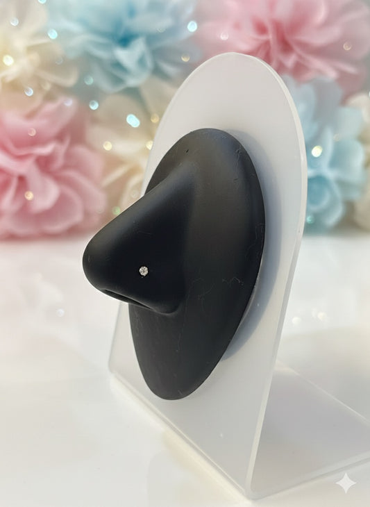 Sparkle Nose Stud (L-bend Titanium-silver - Stone 2mm)