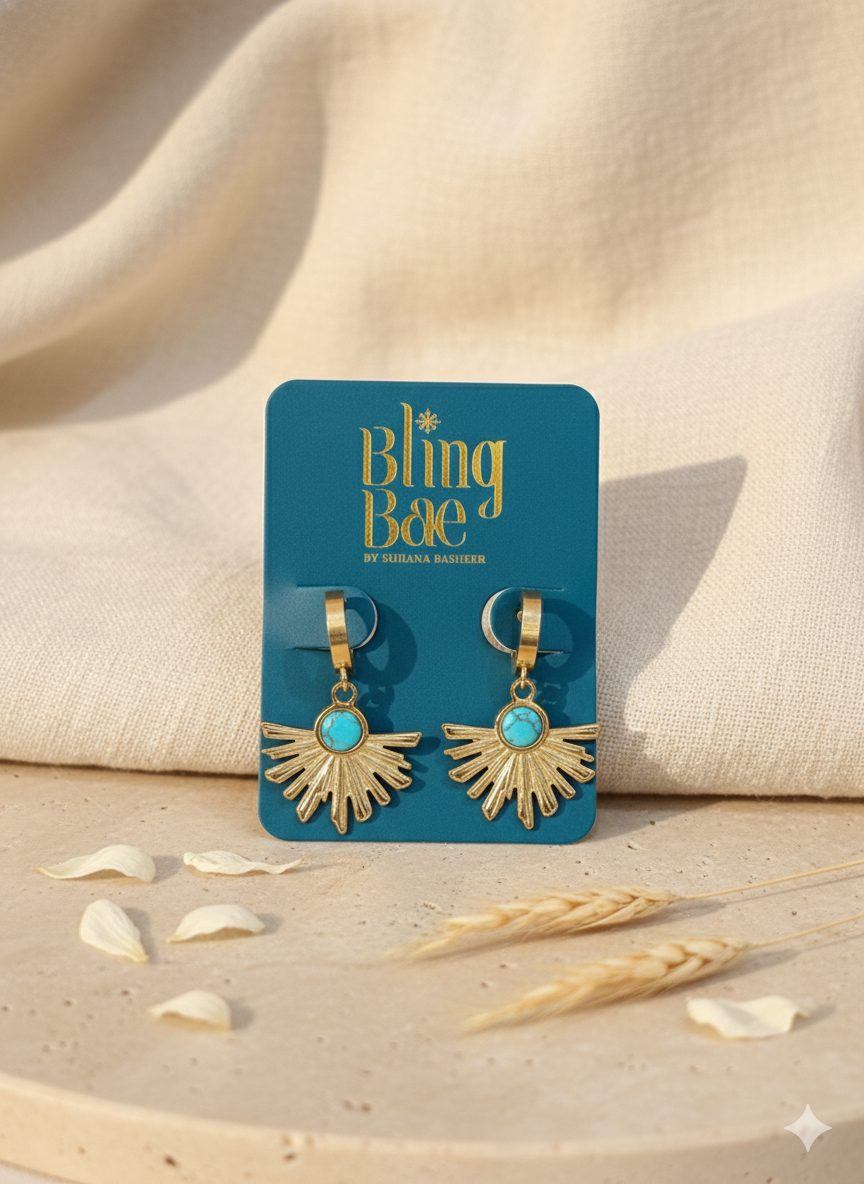Turquoise Sunray Drop Earrings