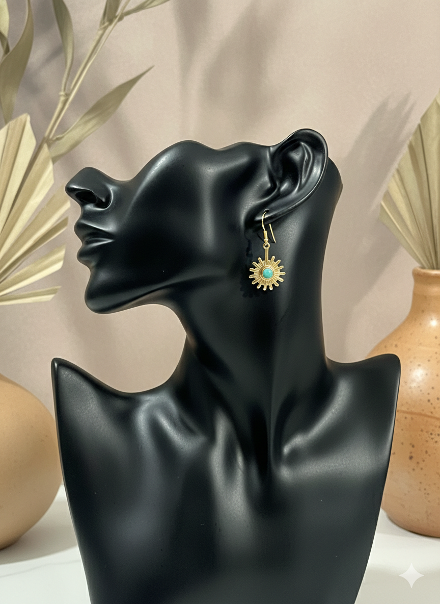 Turquoise Sunburst Drop Earrings