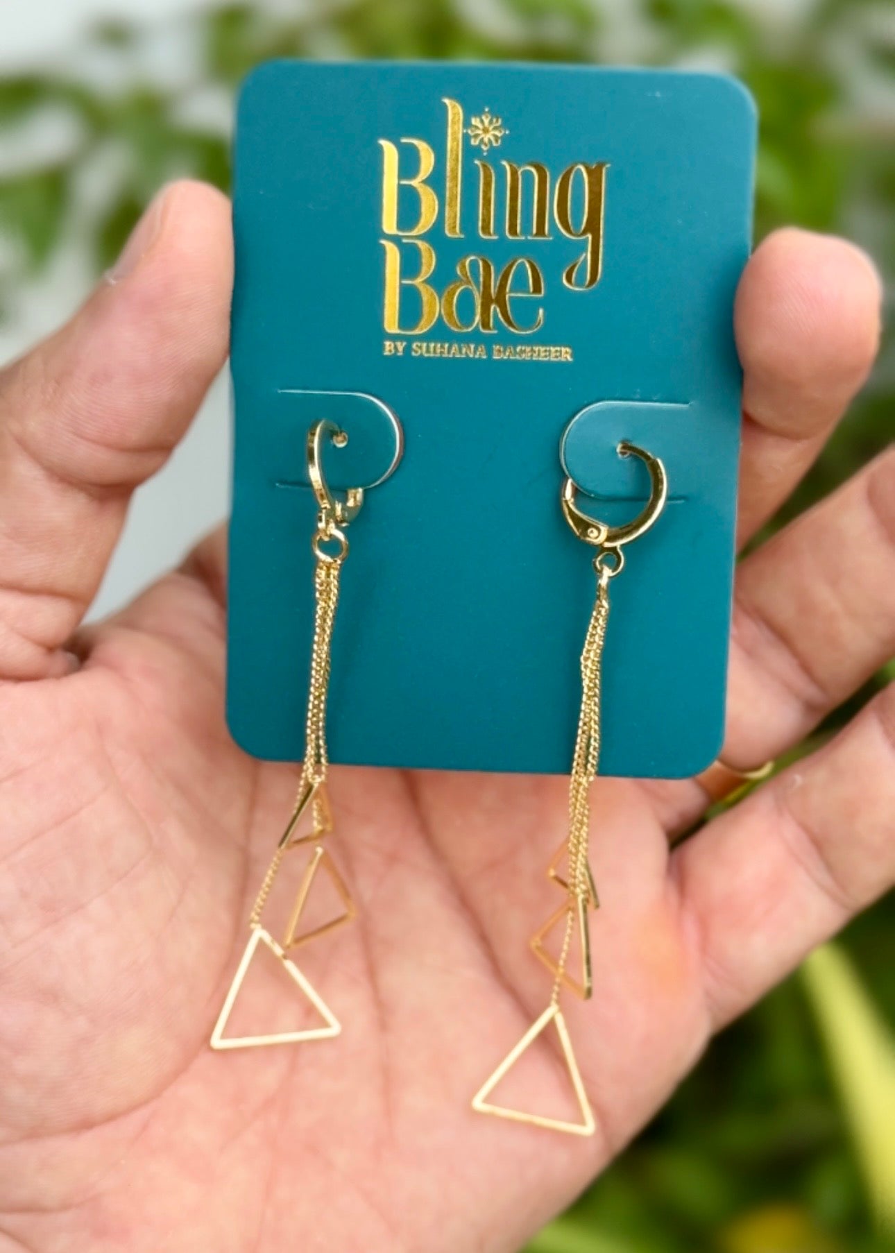 Golden Triangle Chain Drop Earrings