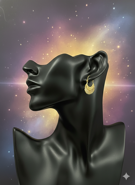 Tribal Fan Crescent Drops Earrings