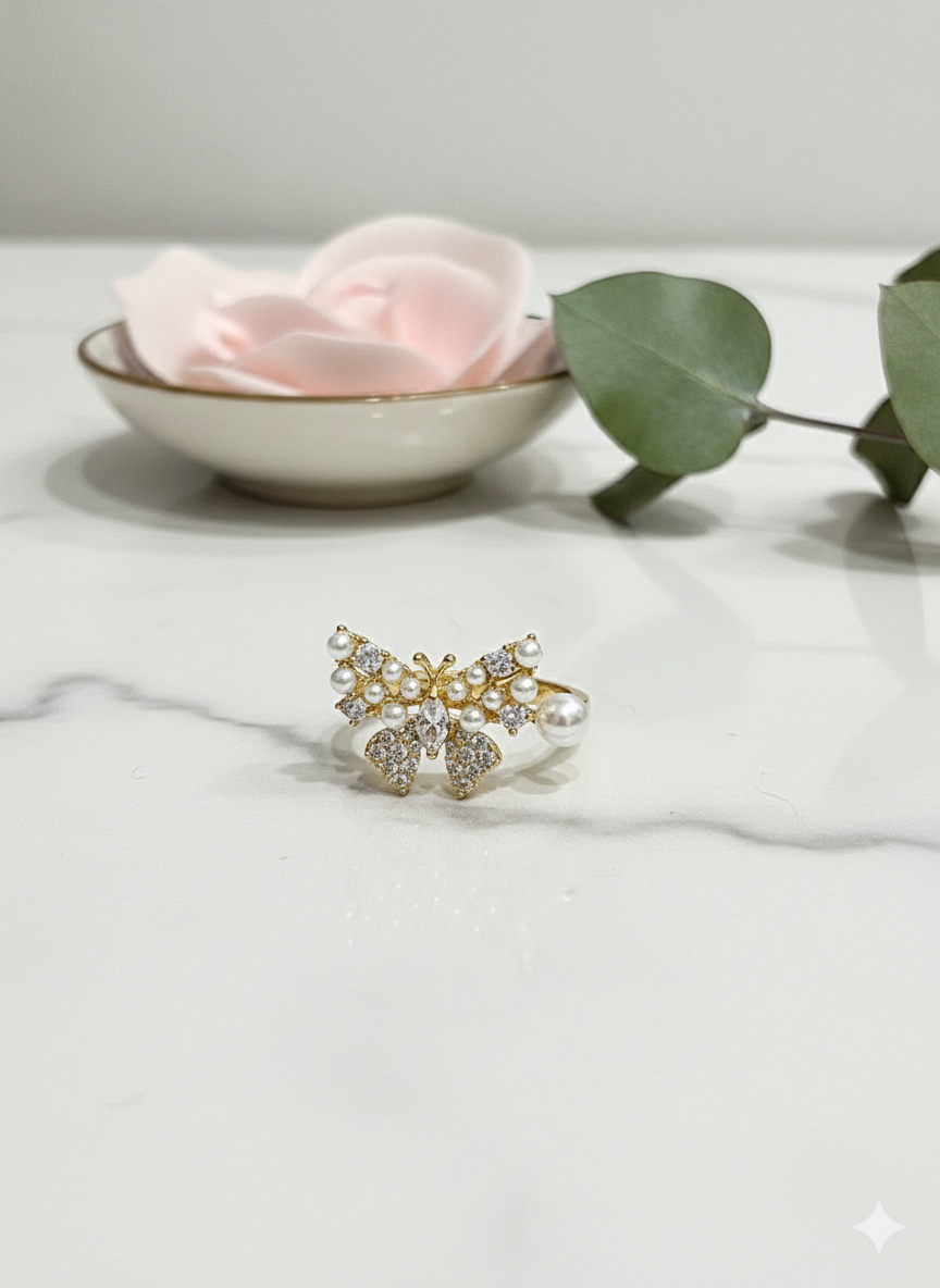Papillon Pearl Rings (Adjustable)
