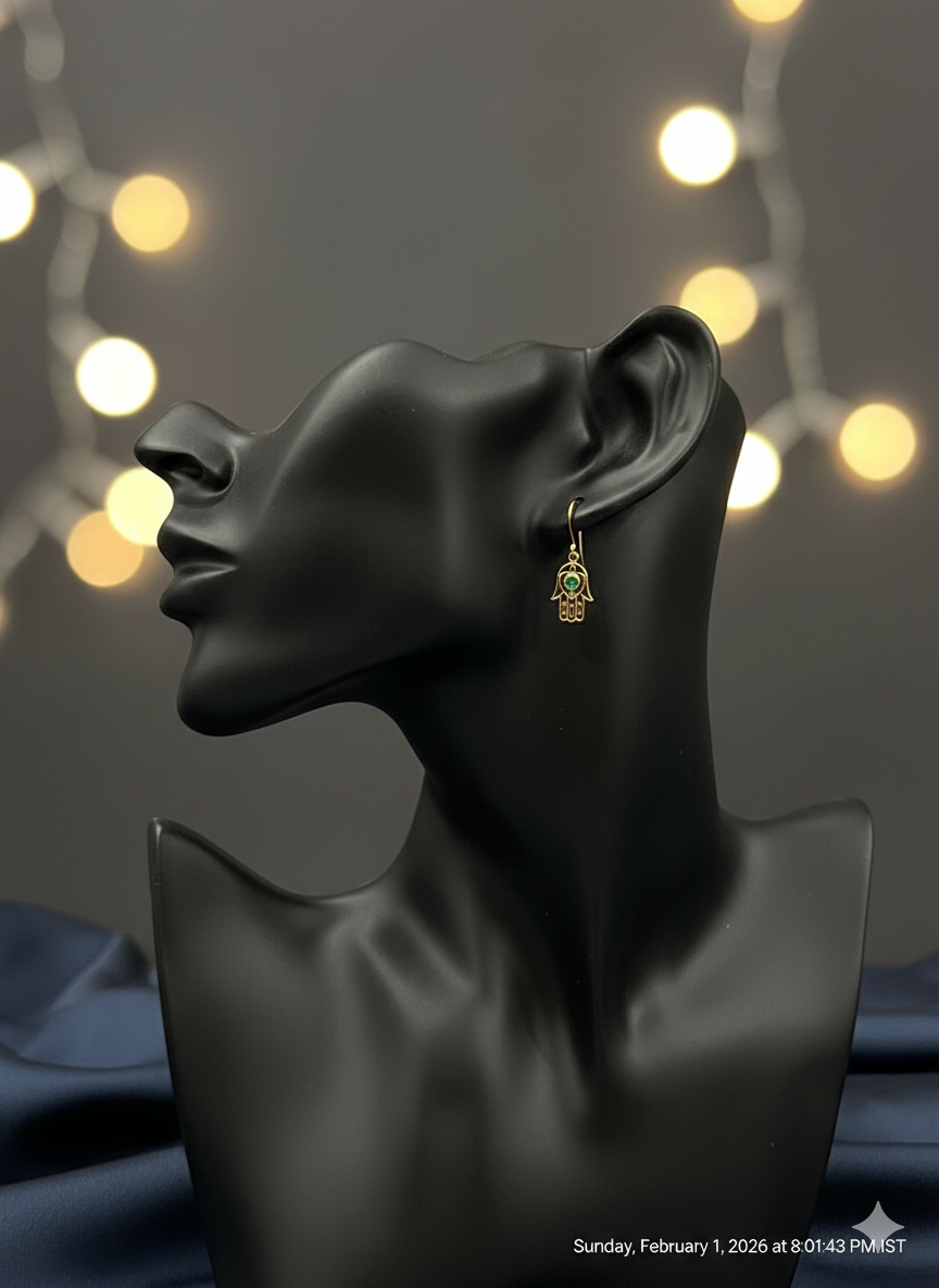 Turquoise Hamsa Charm Drops Earrings