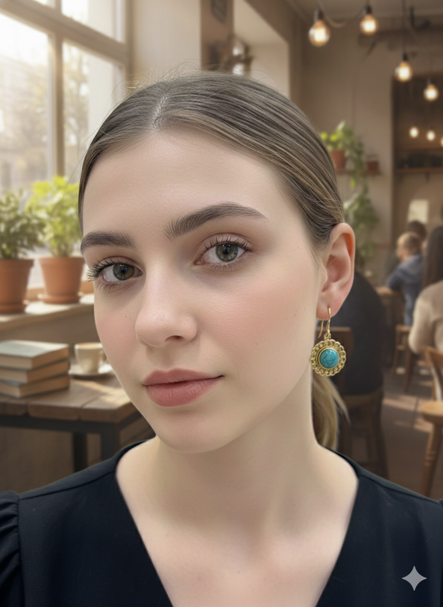 Turquoise Halo Charm Drops Earrings