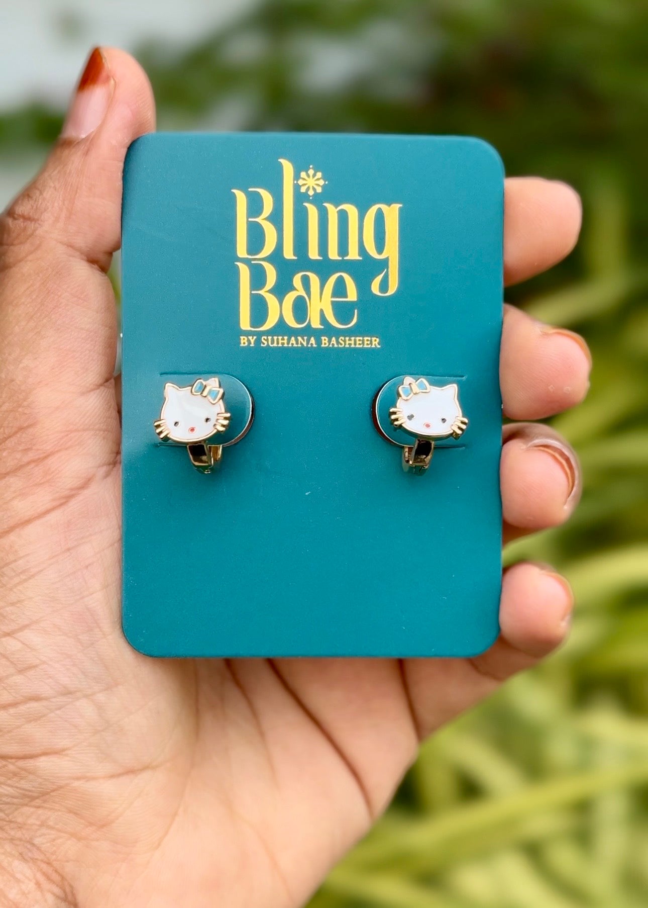 Cute Kitty Charm Hoop Earrings