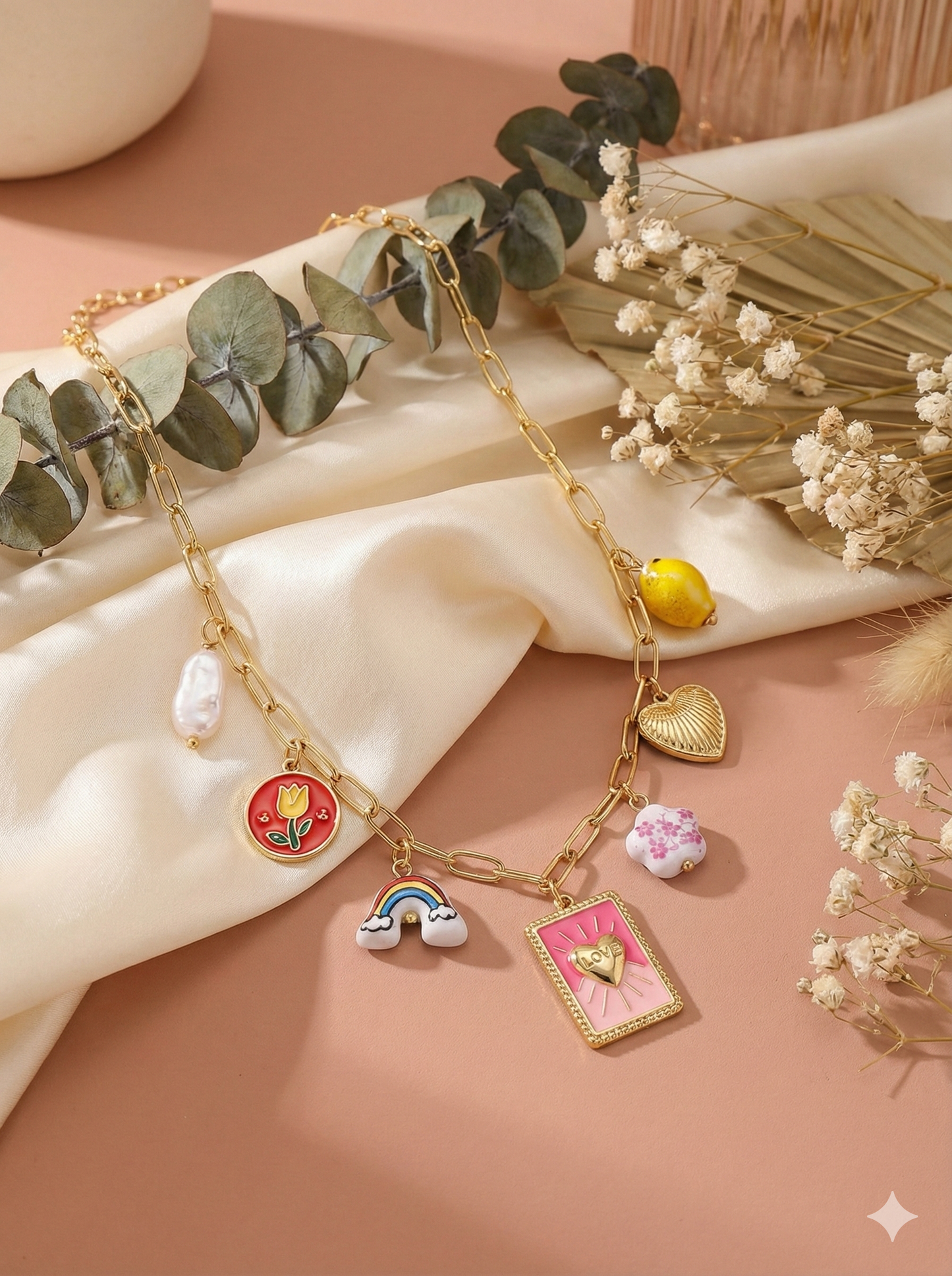 Rainbow Love Charm Necklace