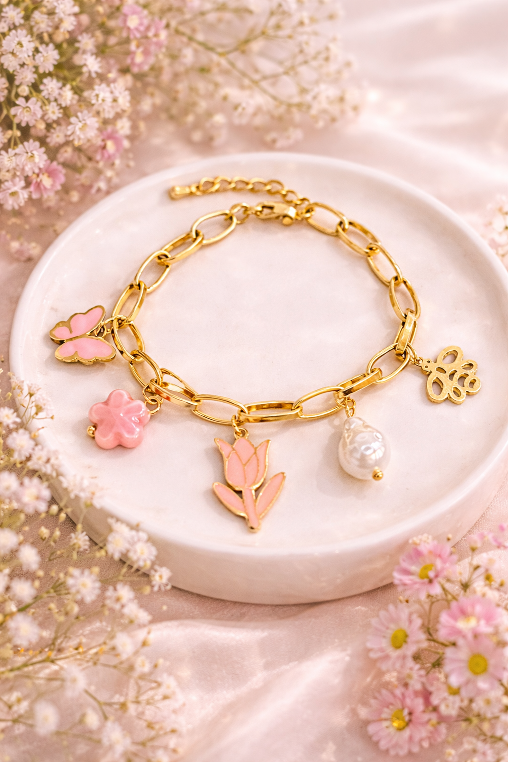 Soft Blossom Charm Bracelets