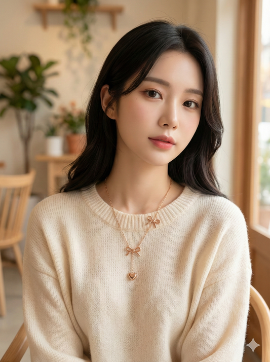 Bow & Heart Cascade Necklace