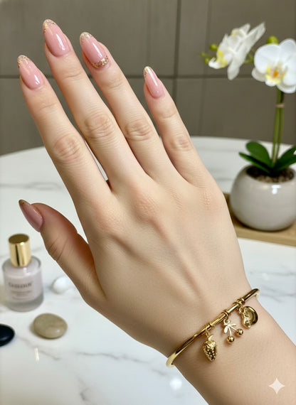 Golden Fruit Charm Cuff Bangle