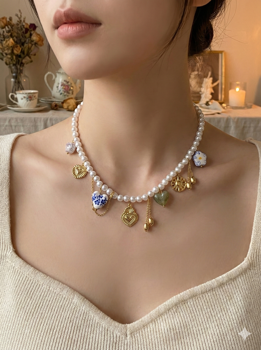 Vintage Charm Pearl Necklace