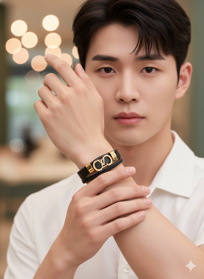 Aurelius Monogram Leather Wristbands