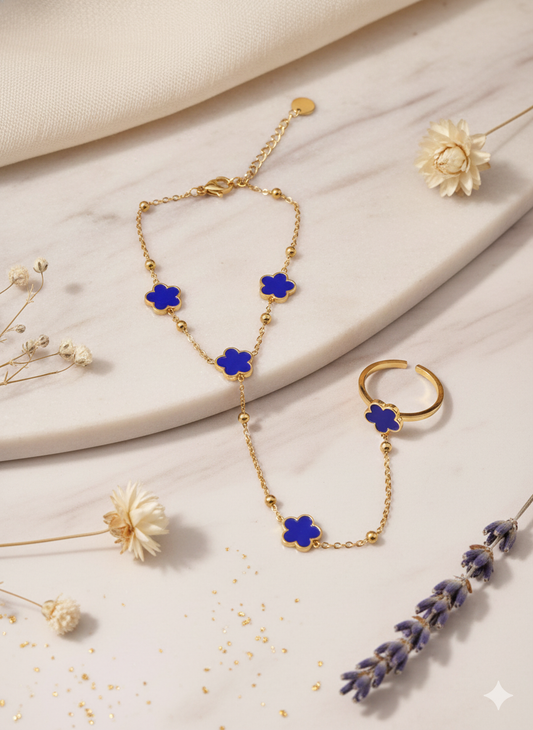 Royal Blue Clover Ring Bracelets