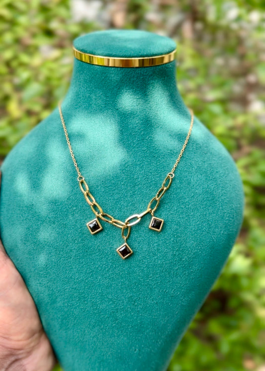 Midnight Square Charm Necklace 🖤✨