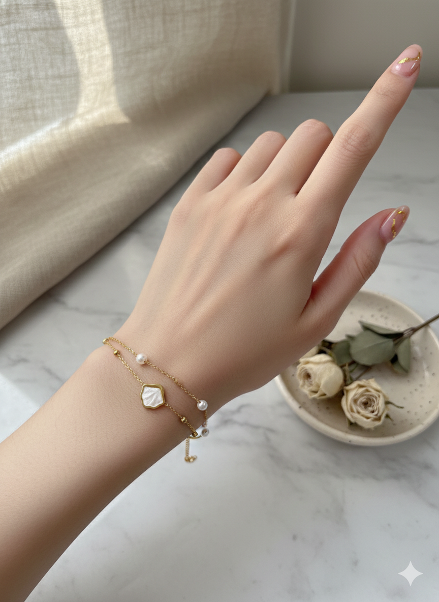 Pearl Petal Anklet/Bracelet (Single Piece)