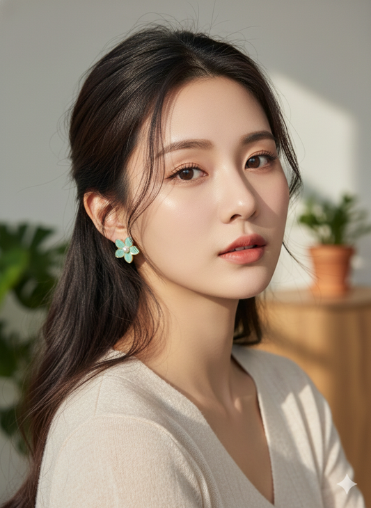 Mint Pearl Bloom Studs