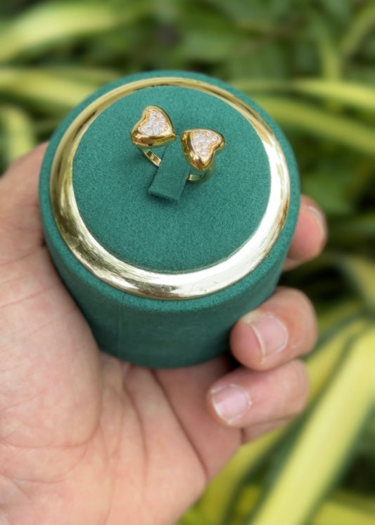Golden Twin Heart Spark Rings (Adjustable)